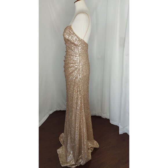 Sorella Vita Dress 10 Maxi Formal Gown Rose Gold Sequins Bridesmaid 8884 Prom - Picture 7 of 16